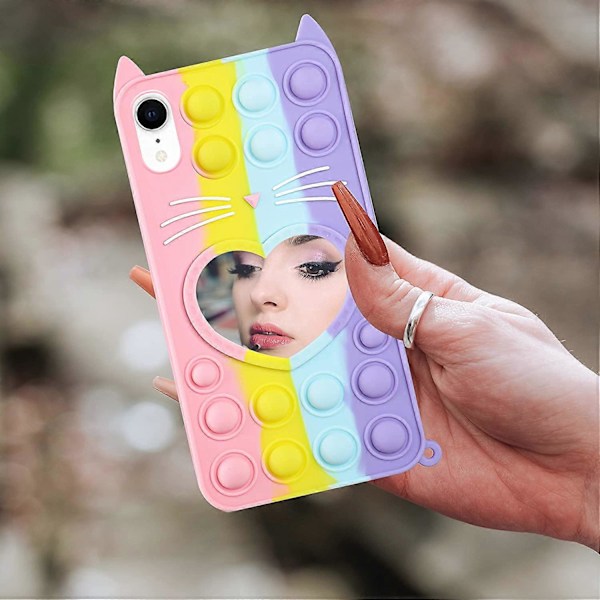 Gult Hjärta Kattfodral för iPhone XR Cartoon Rolig Kawaii Söt Silikonfodral Fidget Unik Design Estetisk för Flickor Pojkar Barn Fodral (för iPhone XR 6.