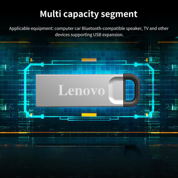 Lenovo 1TB/2TB Flash Drive vedenpitävä Plug and Play Mini Data Safety USB levy PC:lle