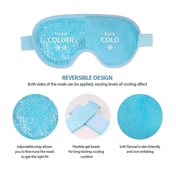 Kølende øjenmaske Genanvendelig gel øjenmaske kompatibel med hævede øjne, Ice Eye Mask
