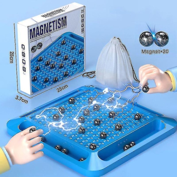 Magnetisk sjakkspill, magnetisk brettspill 2023, morsomt bordmagnetspill med 20 magneter, strategispill for barn og voksne Familiefestspill（A）