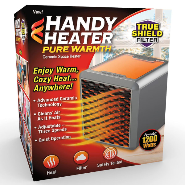 TV Shop Elektrisk Handy Space Heater Pure Warmth Hem Bärbar Keramik 1200W 25cm