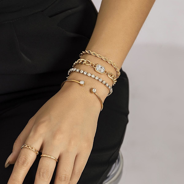 4PC Kulta Cuff Bangle Rannekoru Sarana Rannekoru Kulta Cuffs Naisten Rannekoru