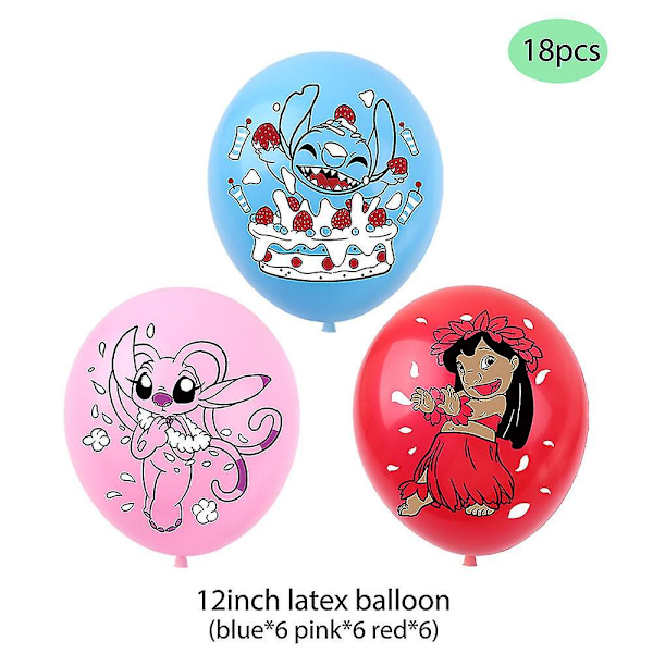 2024 Lilo & Stitch Födelsedagsfest Dekorationer Set Grattis På Födelsedagen Banner, Ballonger, Tårtdekorationer Barn Pojkar Flickor Fest Dekorationer
