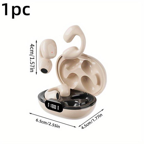 Clipon Bluetooth -hörlurar True Wireless Earrings-typ Sport och löpning Noninear Air Bone Conduction-hörlurar（svarta）