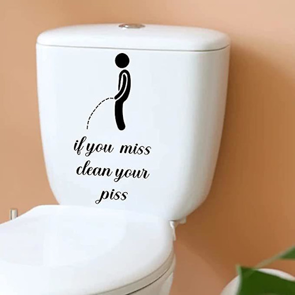 Hvis du savner at rengøre din tisse, skurk toilet klistermærker sjove klistermærker vandtæt vinyl vægkunst skilt dekoration toilet klistermærke til badeværelse toilet aftagelig T
