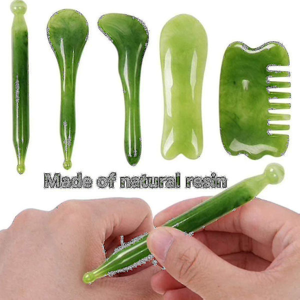 Gua Sha-skrapa, Naturlig Jade Sten Slimming Massager För Spa