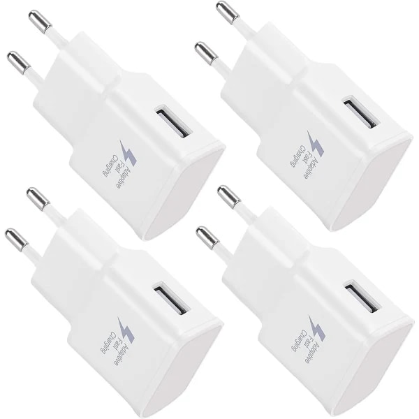 4-pak 5v-2a USB Strømadapter Sokkel Adapter Universal Hurtiglader Til Samsung Galaxy S22 S21 S20 S10 S5 S6 S7 S8 S9/edge/plus