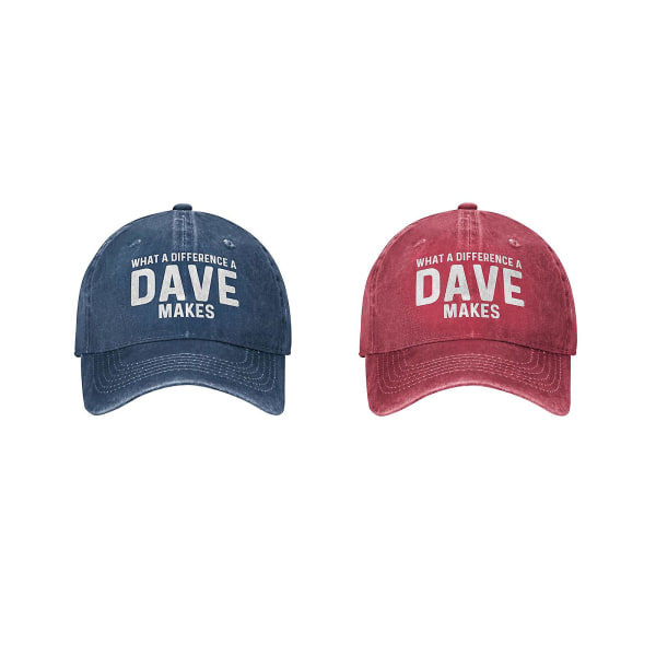 Hva en forskjell en Dave gjør hatt for menn Dad lue med design hatter baseball cap (rød)