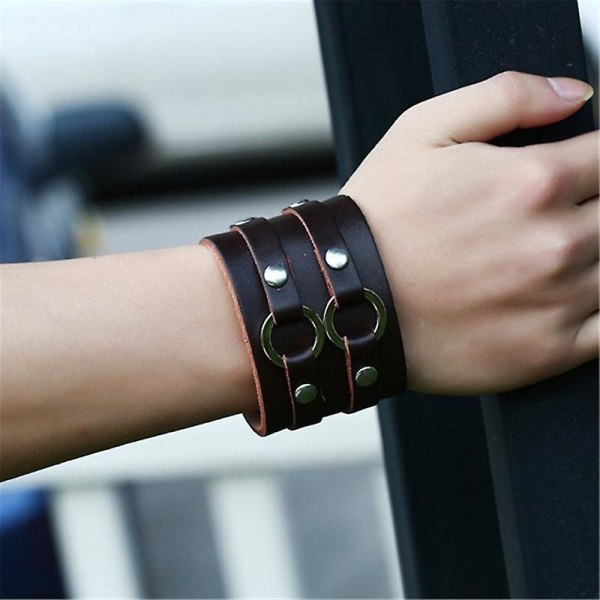 Lädermanschett Armband Punk Flätade Armband Magnetiskt Spänne Kohud Bangle Rock Armband Gotisk Justerbar Wrap Armband Jul Födelsedag Valentin