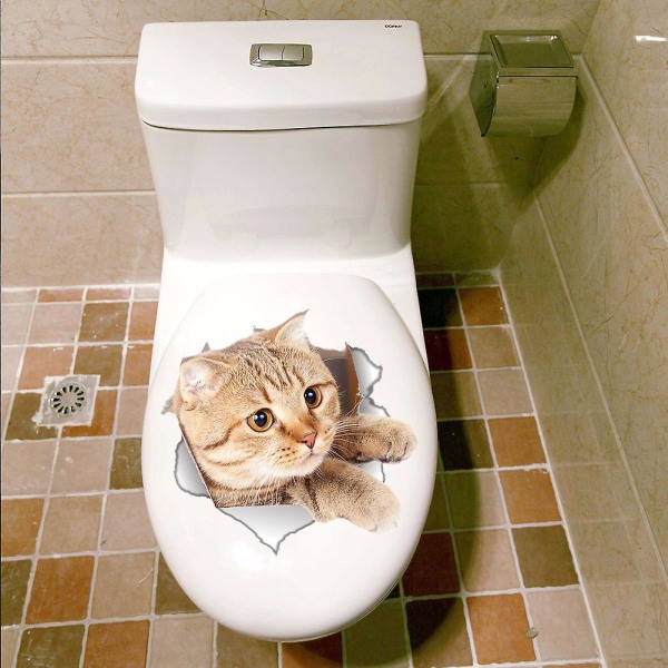 1 kpl Kissan seinätarra Kylpyhuoneen koristelu sarjakuva kissanpennun seinämaalaus DIY-tarra 3D-juliste