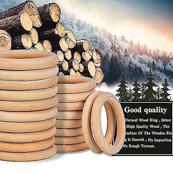 10 st Macrame Träringar 70 mm/2,7 tum Solida Stora Träringar för DIY-Hantverk Hängande Kopplingar Smyckestillverkning