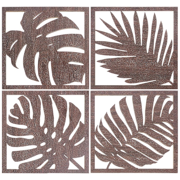 1 Set Trä Palm Blad Väggdekor Rustik Vägg Trä Blad Dekor Tropiska Blad Väggdekor