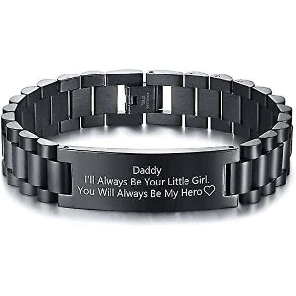 to My Dad Bracelet, Daughter Son to Father Gift Idea Love Message Engraved Stainless Steel ID Bracelet DAD Bracelet for Your Daddy