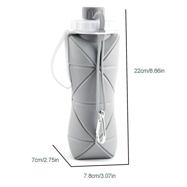 Kokoontaitettavat vesipullokupit vuotamaton venttiili uudelleen käytettävä BPA-vapaa silikoni taitettava matkavesipullokuppi (harmaa)
