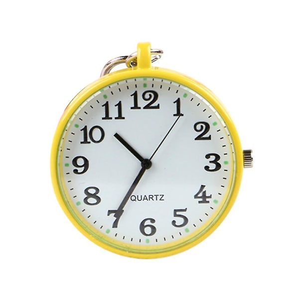 Kvartsi watch avaimenperä kellot pyöreä kellotaulu kannettava yksinkertainen riipus naisille miehille Monivärinen valinnainen (keltainen)