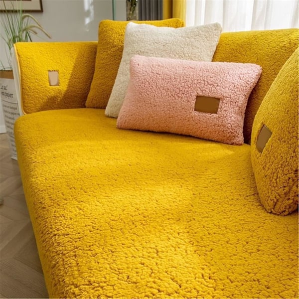 Hörnsofföverdrag Quiltat Sofföverdrag Med Armstöd Med Vänster/höger Meridian - L-formad Fläckskyddande Soffskydd (gul, 110x110cm/kvadrat)