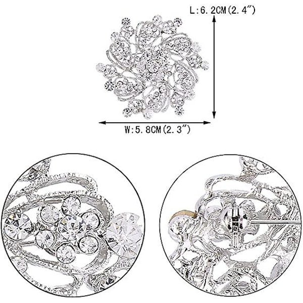 Bröllops corsage smycken kristall elegant blomma krans brosch för kvinnor silverfärgad