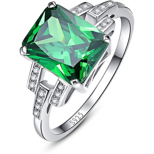 Dameringe 925 Sterling Sølv Emerald Cut For Lmellthe Loved One Gift