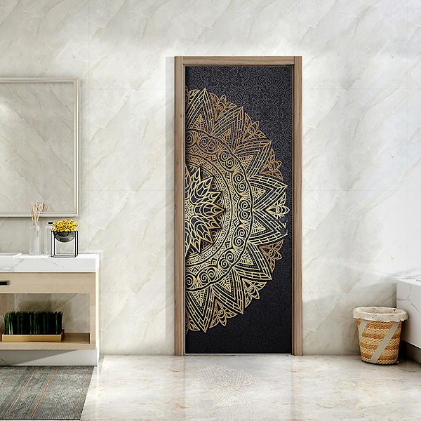 Vinyyli-oven tarra, kuori ja liimaa irrotettava jääkaapin kääre tarra, jalo mandala, 88*200cm, 2-in-1
