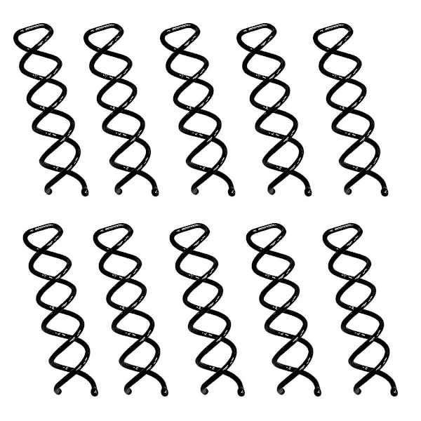 WABJTAM 10 kierteisiä hiuspidikkeitä, naarmuuntumattomat pallopääruuvit DIY-kampauksiin (musta) 5.0*1.2cm