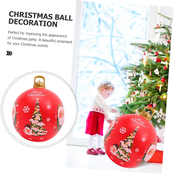 60cm Stor Julerkule Oppblåsbar Utendørs Dekorasjon PVC Oppblåsbare Julepynt God Jul Store Ferie Dekorative Kuler (E)