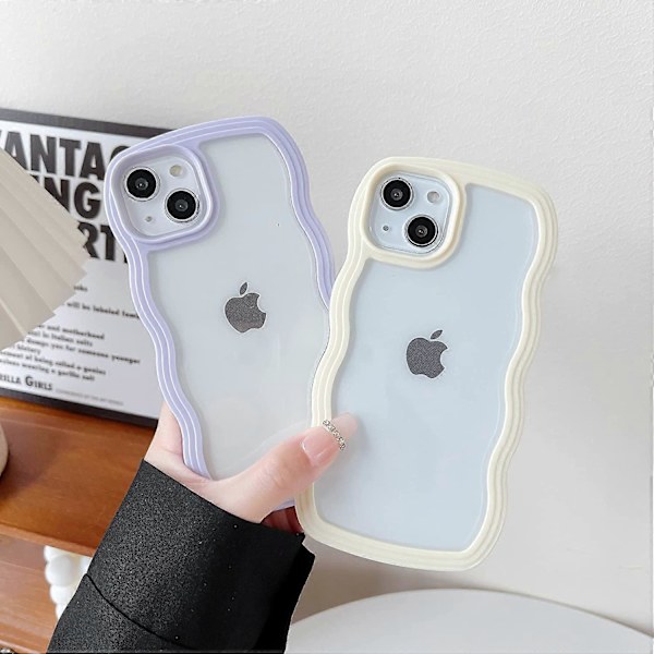 Söt lockigt vågformat ramfodral, stötsäkert och mjukt, kompatibelt med iPhone-fodral (Lila, iPhone 13 Pro Max)