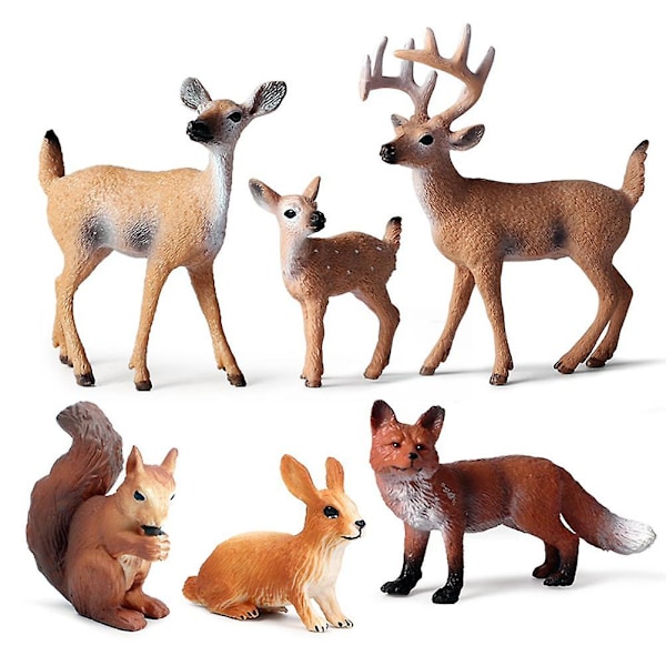 6 st skogs djur modeller jul miniatyr figur deer födelsedagsfest figur leksaker pedagogiska leksaker jul fest tårta topper