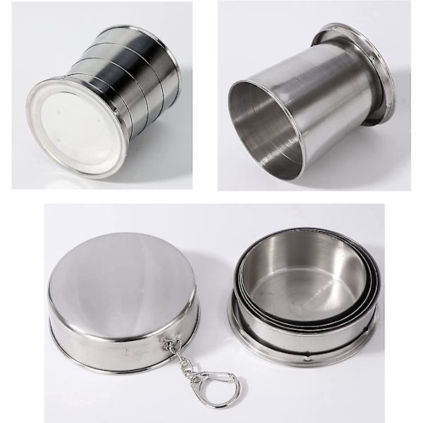 2-pack hopfällbara muggar i rostfritt stål, hopfällbar mugg i rostfritt stål, hopfällbar hopfällbar mugg, hopfällbar mugg i rostfritt stål