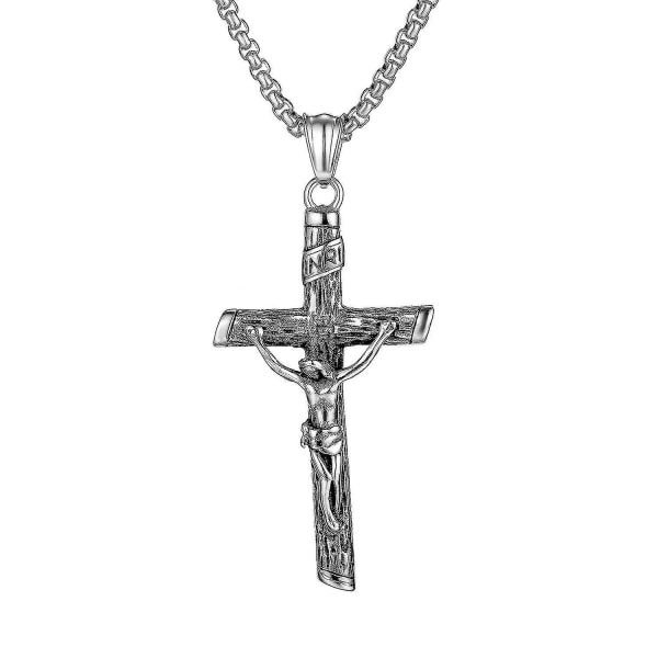 Goth Flame Cross vedhæng halskæde til mænd mandlige 50 cm rustfrit stål kæde hals Grunge punk gotisk stil gave engros b