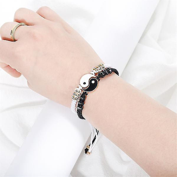 1 par armband för 2 matchande Yin Yang justerbar sladd armband för vänskap relation pojkvän flickvän Alla hjärtans dag