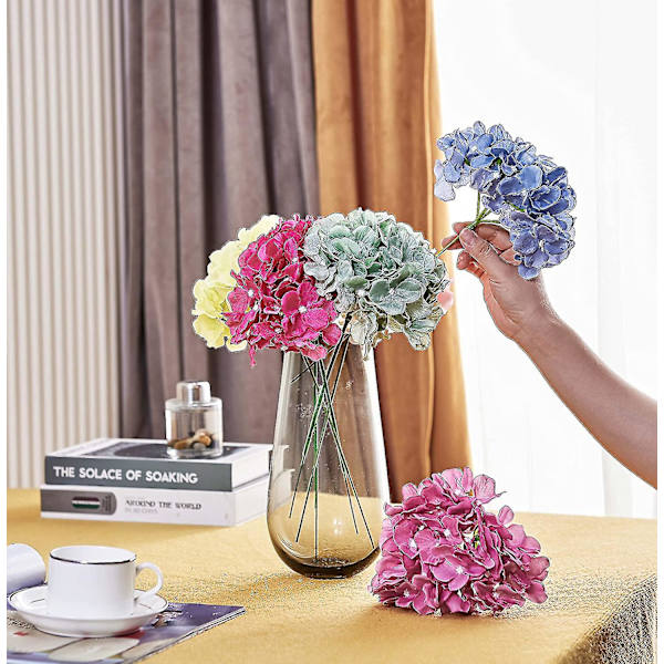 Förpackning med 10 st hortensia blommor blush konstgjord siden hortensia
