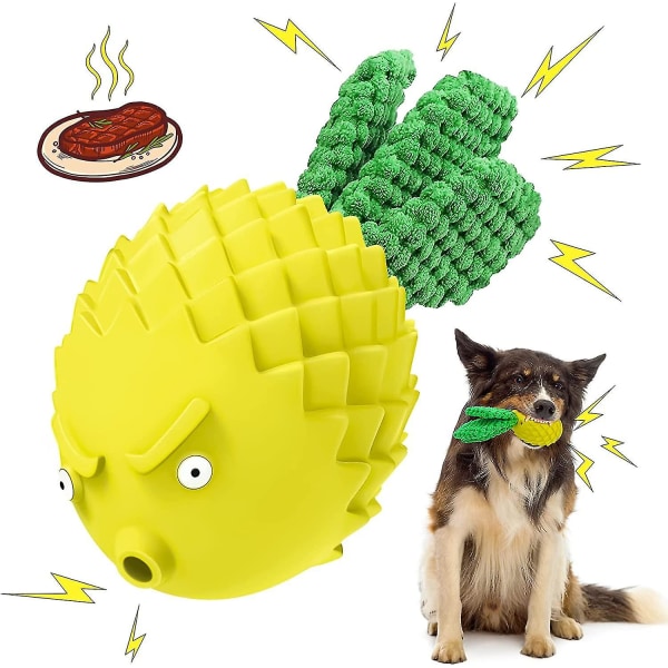 Hundelegetøj, uforgængeligt hårdt knirkende tyggetøj til hunde, hundelegetøj til tandrensning (gul)
