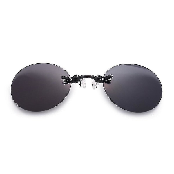 Matrix Morpheus Retro Miesten Pyöreät Klipsilliset Nenälasit Aurinkolasit Silmälasit (Musta ja Harmaa Linssi)