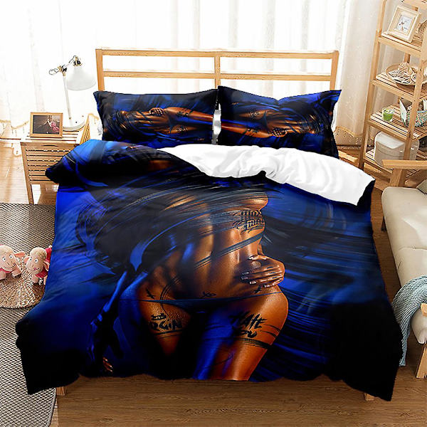 3D Digitaltryck Svart Flicka Quilt Cover Pillowcase Sängkläder Tre Delar Set FZN19 180*200cm -ZHENV（180*200cm）