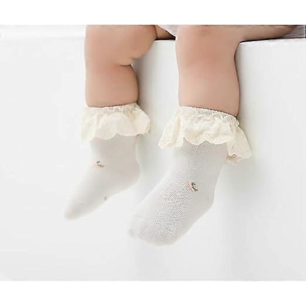 5 par Newborn -flickor Strumpor och Rosett Spädbarn Toddler Ankelstrumpor 0-6M