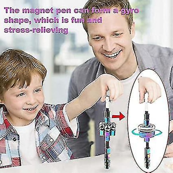 Magnetic Pole Pen Metal Magnet Legetøj Anti-stress（Style 2，sort）