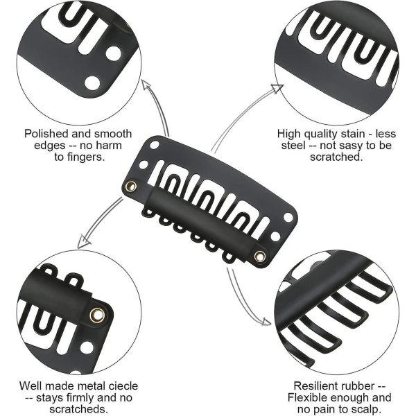 WABJTAM 100 kappaletta peruukkiklipsit U-muotoiset metalliklipsit ruostumattomasta teräksestä valmistetut peruukkiklipsit 6 hampaan kampaklipsit pehmeällä kumilla DIY-hiustenpidennyksiin, 3,2 cm, 2,8 cm,