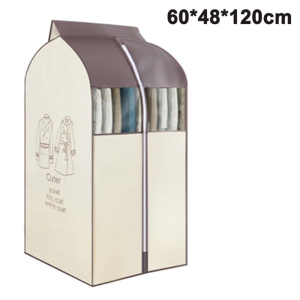 Hængende tøjtaske Beklædningspose Organizer Opbevaring med klart PVC-vindue (grå), 60x48x120)