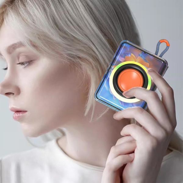 Bluetooth Audio Utomhushögtalare Trådlös Mini Subwoofer Bländande Bärbar Liten Högtalare Ökande Stereoljud Färgglada RGB-lampor
