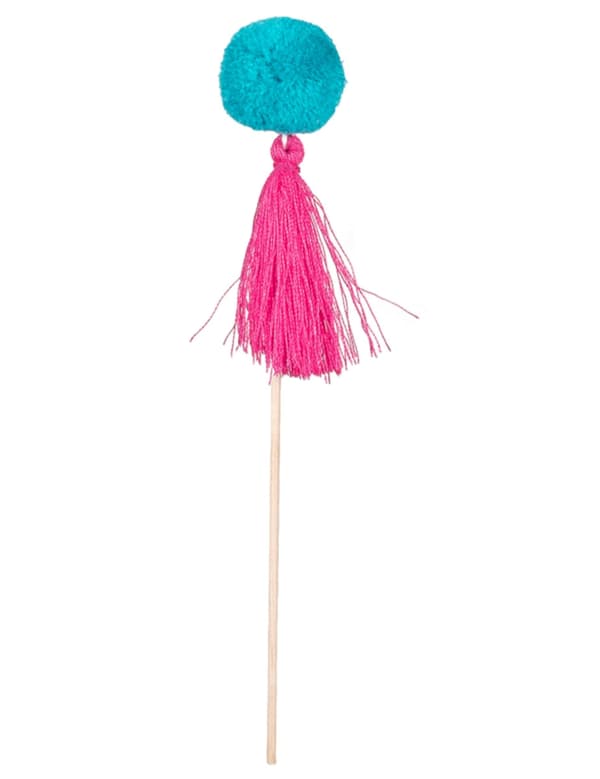 6 Träpompoms i träfärg 16 cm