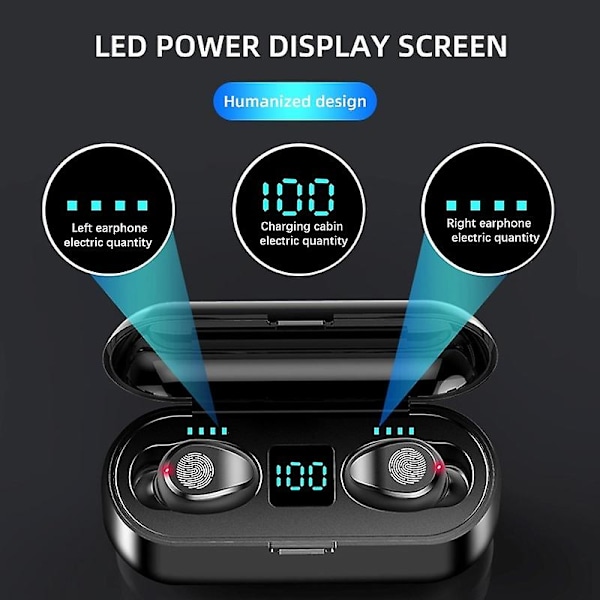 F9 Tws Trådlösa Hörlurar Bluetooth Hörlurar Sport Hörlurar Brusreducering Touch Control Stödjer Ios Android Telefon Hd Samtal（Vit）