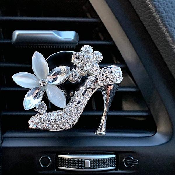 Bling biltillbehör för din bilinredning Glittrande högklackad sko luftventilationsdekoration Klämma Charm Universal Fit & Enkel att applicera Charm mäter 2 x 2 tum