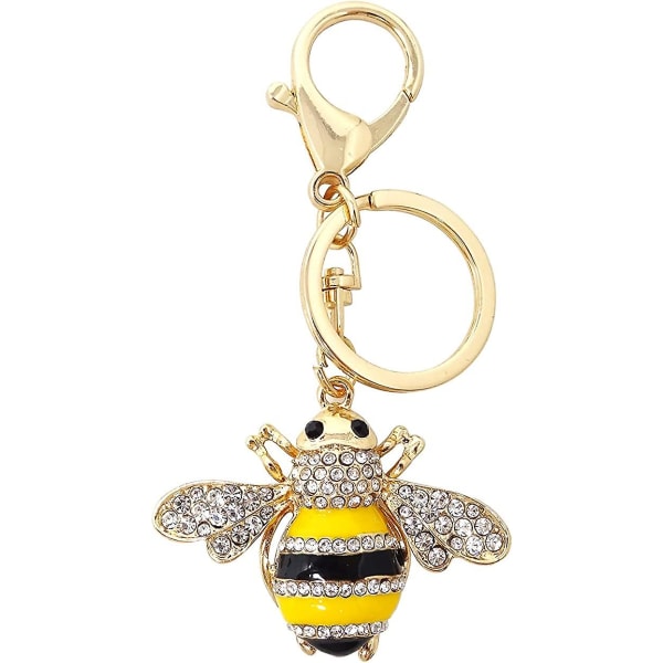 1PCS Rhinestone Little Bee Keychain Sparkling Keyring Animal Key Chain Decor in A Box for Bag Purse little bee