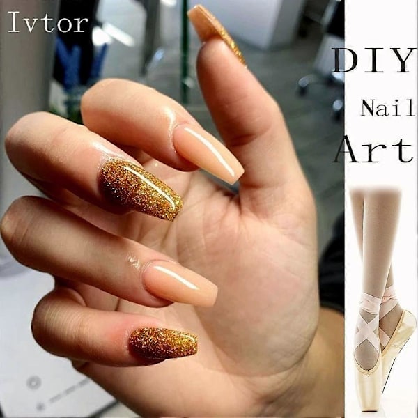 600 st Naturliga Ballerina Falska Naglar Kista Full Cover Akryl Falska Naglar 10 Storlekar DIY Nagelkonst Hemma