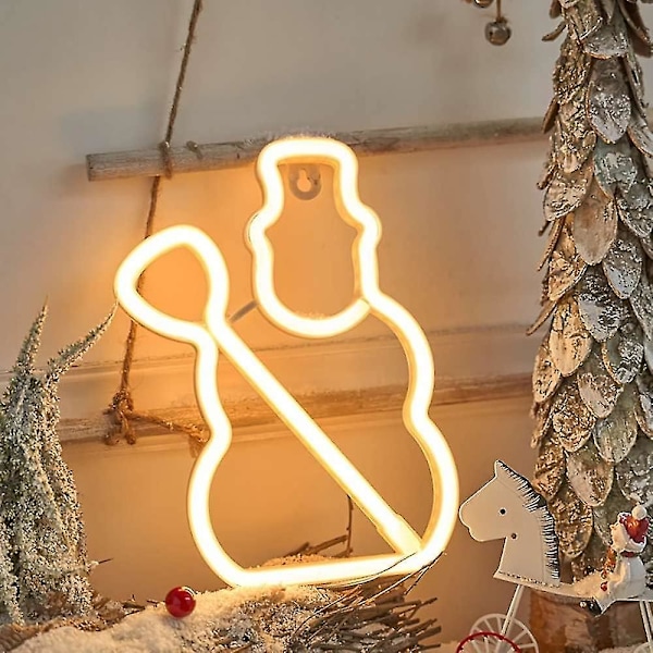 Ölkopp/gitarr/snögubbe/ok Neonljusskylt, LED-ljusskylt Vägglampa för Spelrum Restaurangbelysning Fest Bar Dekoration (Snögubbe)