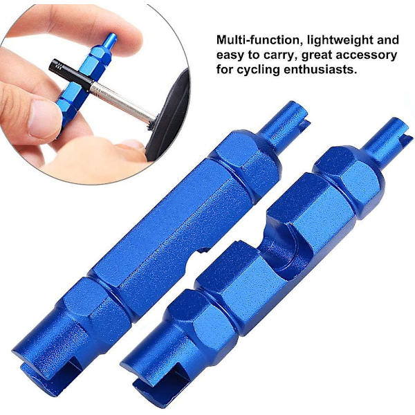 Ventildemonteringsverktyg, (4 st) aluminiumlegering Multifunktionell cykelventilkärnremover Blå Cykelrör Däckventil Demontera Ta bort