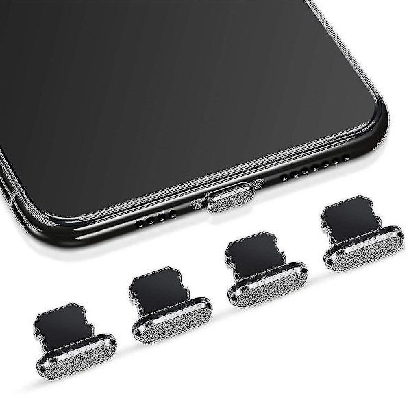 4 st dammskyddspluggar kompatibla med iPhone, skyddar laddningslock (svart)