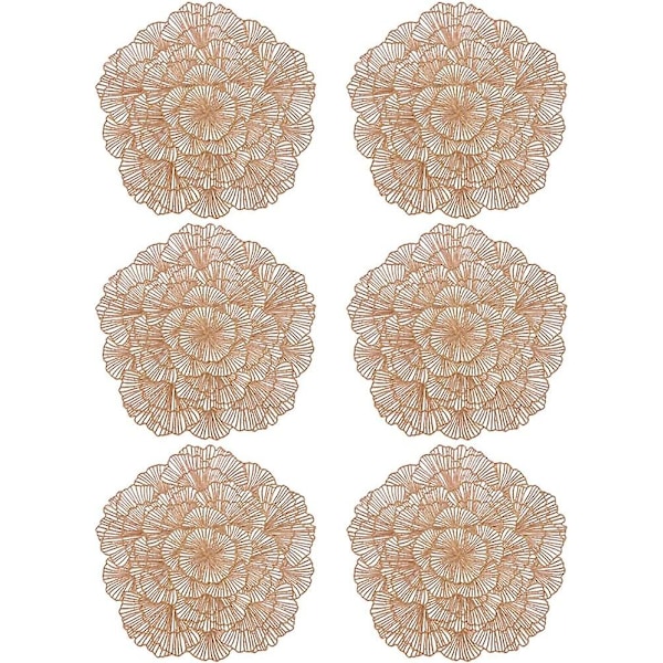 6 st Bladformade Bordstabletter, Tvättbara Bordstabletter Värme- och Fläckbeständiga Mattor Miljövänliga, Roséguld