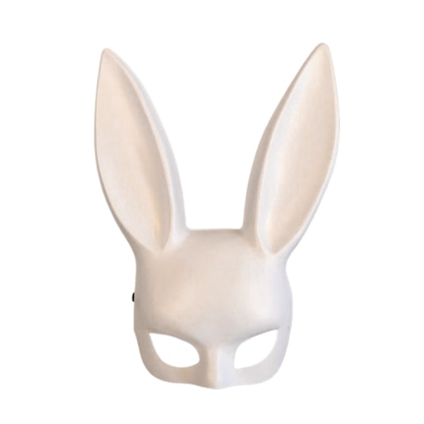 White Bunny Mask Bunny Halvmask för födelsedagsfest Halloween kostymtillbehör