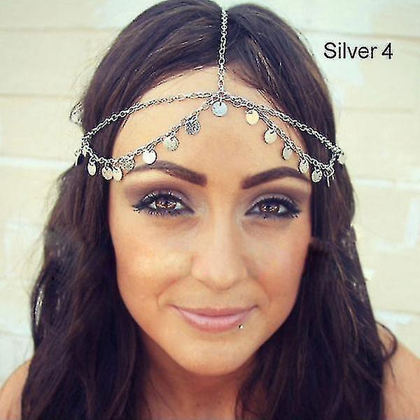 Bøhmisk hår smykker Fest Bryllup Vantage Crown Metal kvast Kvinder Hovedkæde Pandebånd（1）